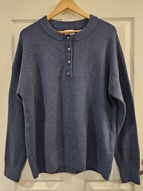 A&F Nwt Navy Button Henley Sweater